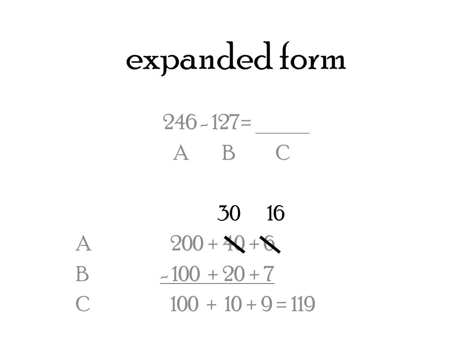 expanded form = _____ A B C A B C = 119