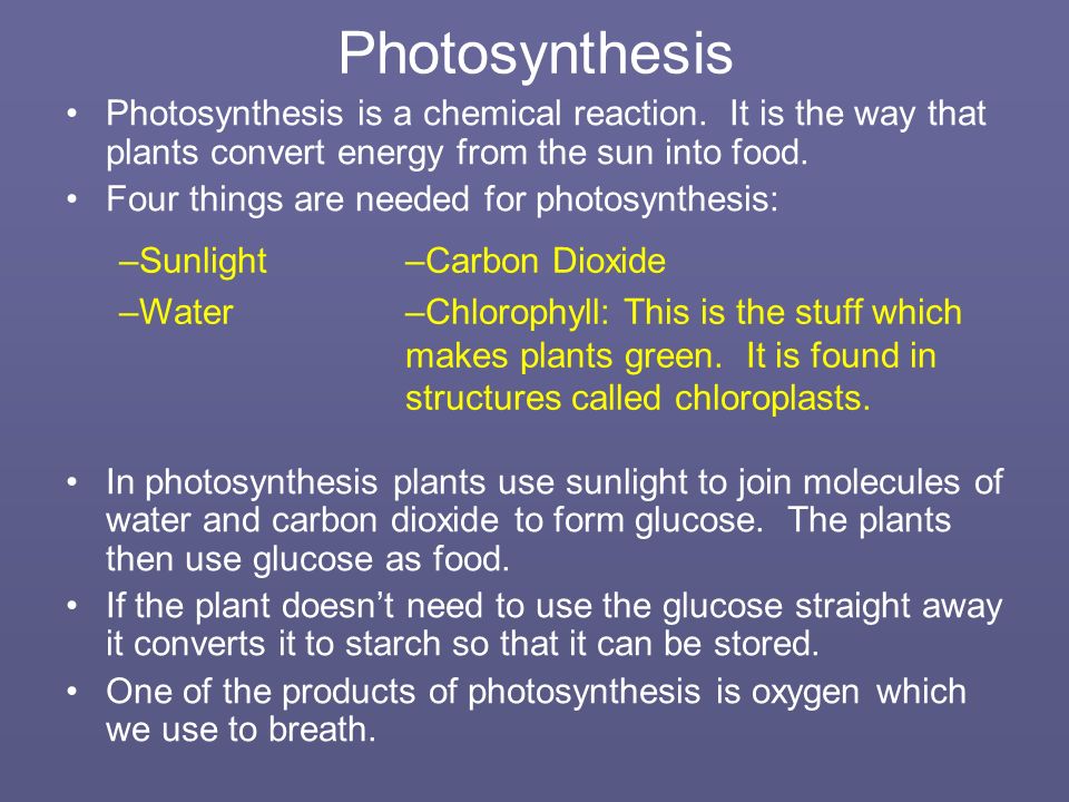 Photosynthesis Photosynthesis is a chemical reaction.