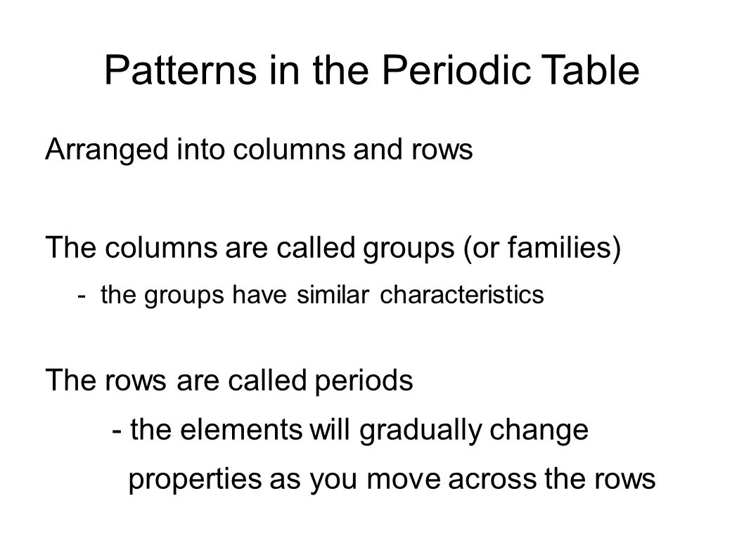 9 patterns in the periodic table arranged into columns and rows - Periodic Table Of Elements Rows And Columns 9 patterns in the periodic table arranged into columns and rows - Periodic Table Of Elements Rows And Columns
