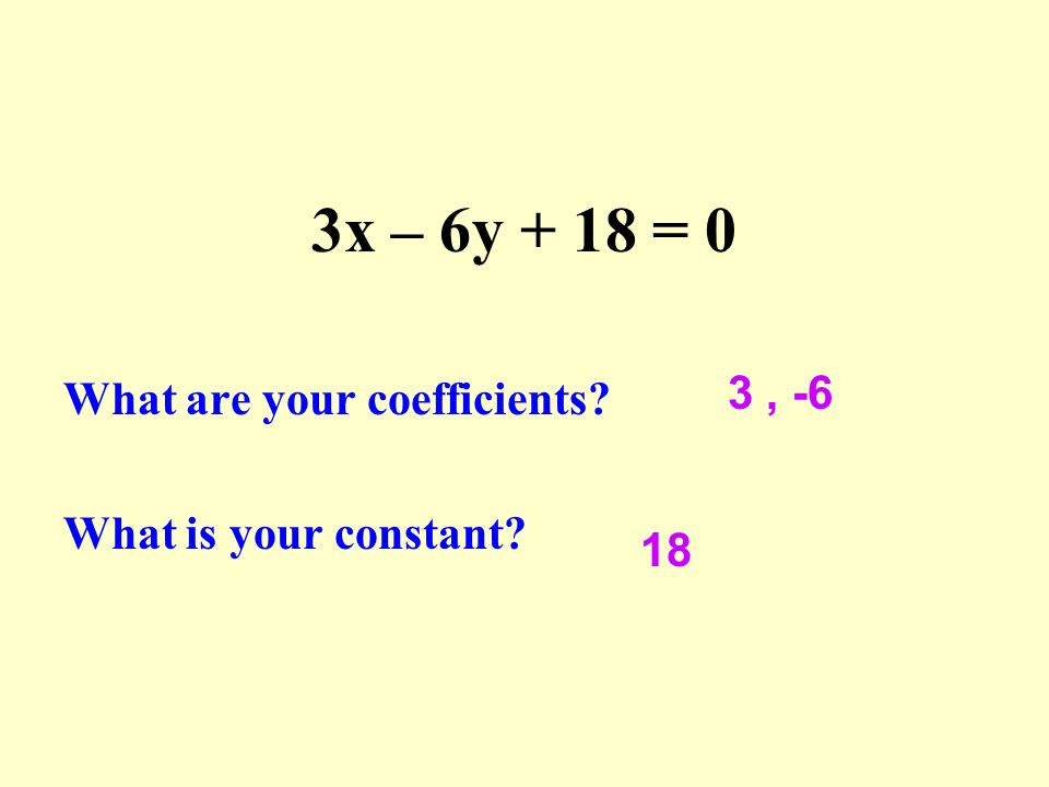 Definitions Constant : a term that is a number.