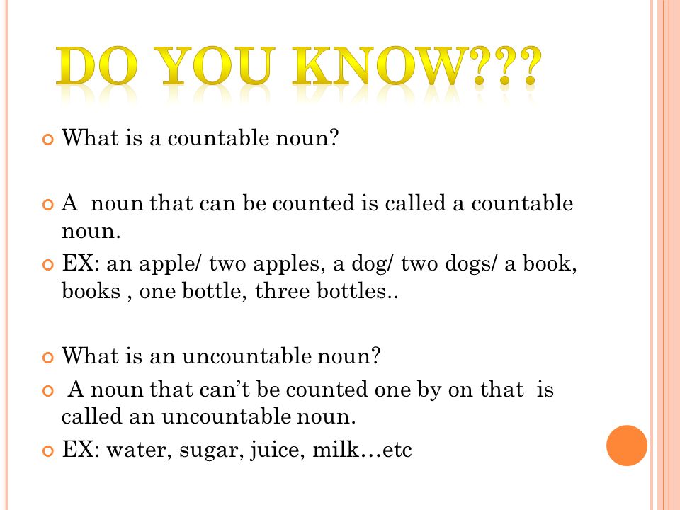 What is a countable noun. A noun that can be counted is called a countable noun.