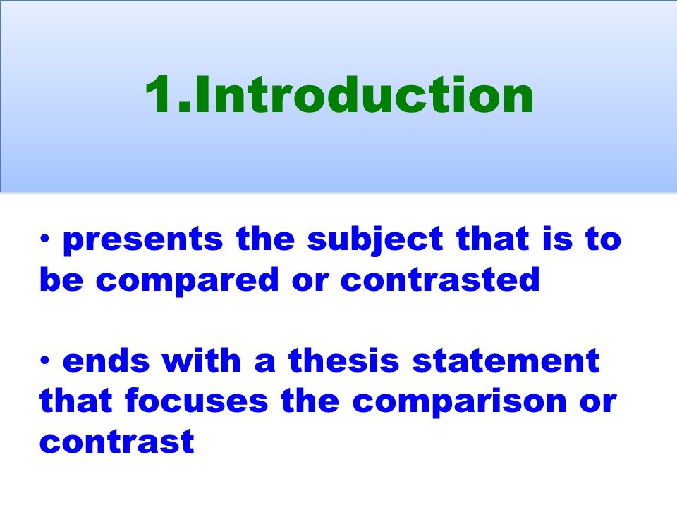 Compare And Contrast Thesis Statements