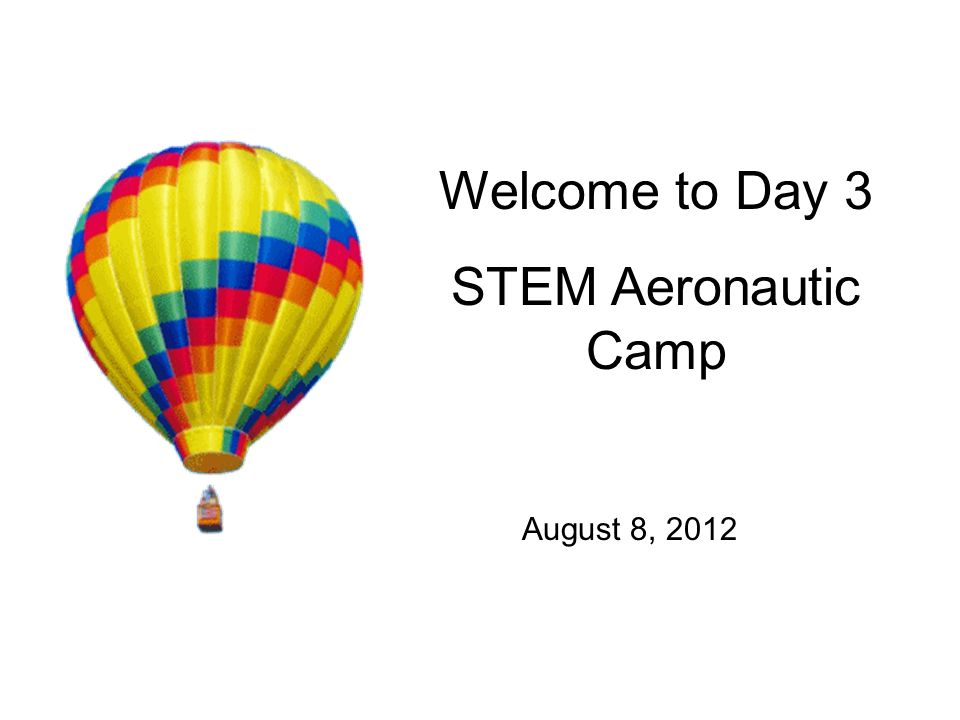 Welcome to Day 3 STEM Aeronautic Camp August 8, 2012