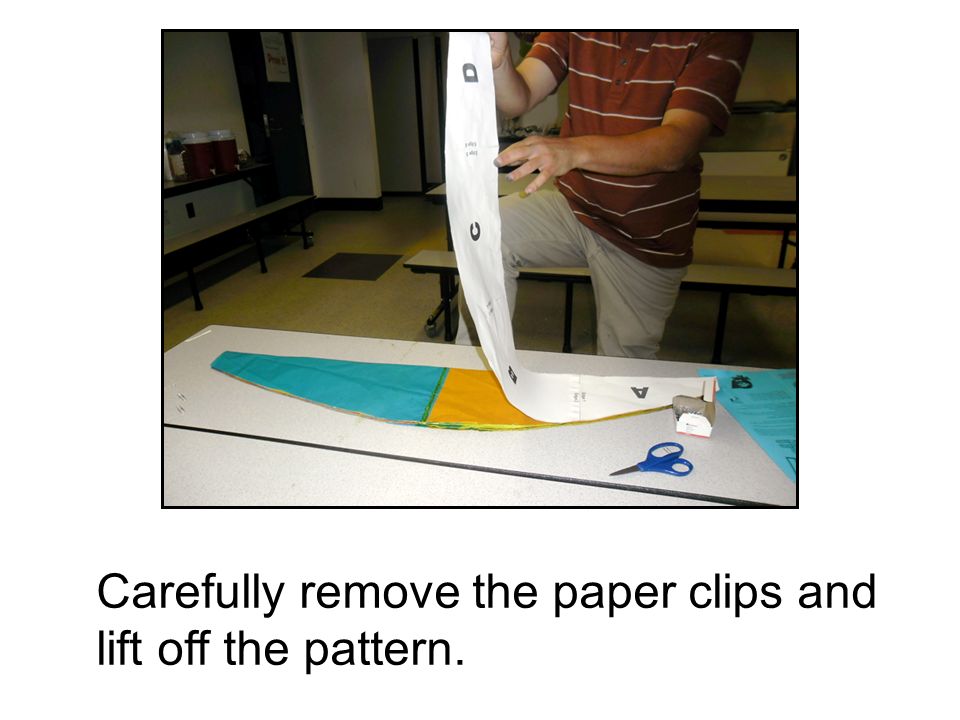 Carefully remove the paper clips and lift off the pattern.