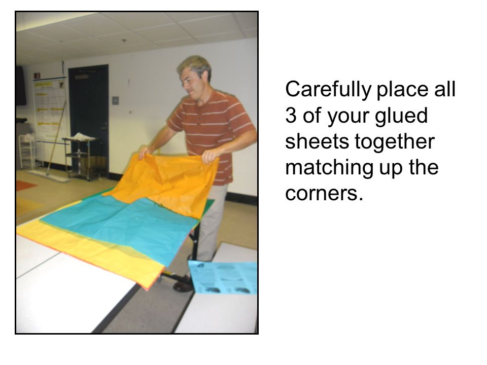 Carefully place all 3 of your glued sheets together matching up the corners.