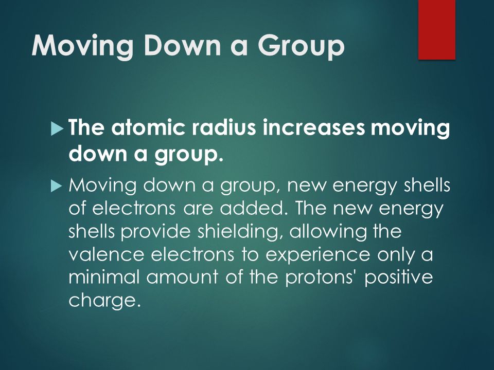 moving down a group the atomic radius increases moving down a group - Down Each Group Of The Periodic Table Atomic Radius moving down a group the atomic radius increases moving down a group - Down Each Group Of The Periodic Table Atomic Radius