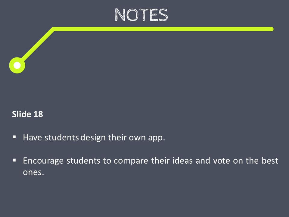 Slide 18  Have students design their own app.