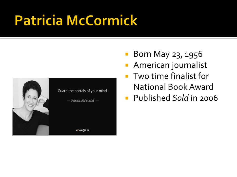 Book report on sold by patricia mccormick
