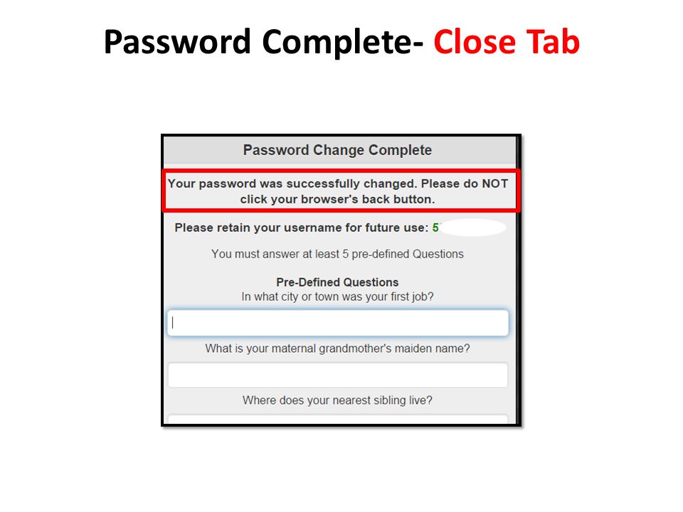 Password Complete- Close Tab