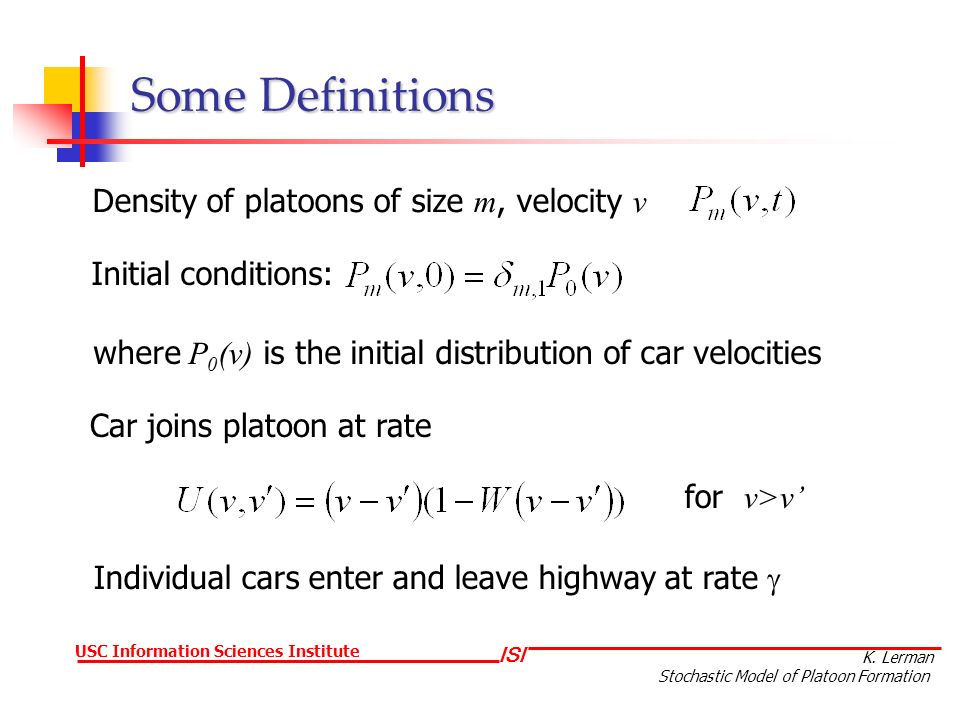 a stochastic model of platoon formation in traffic flow usc platoon size