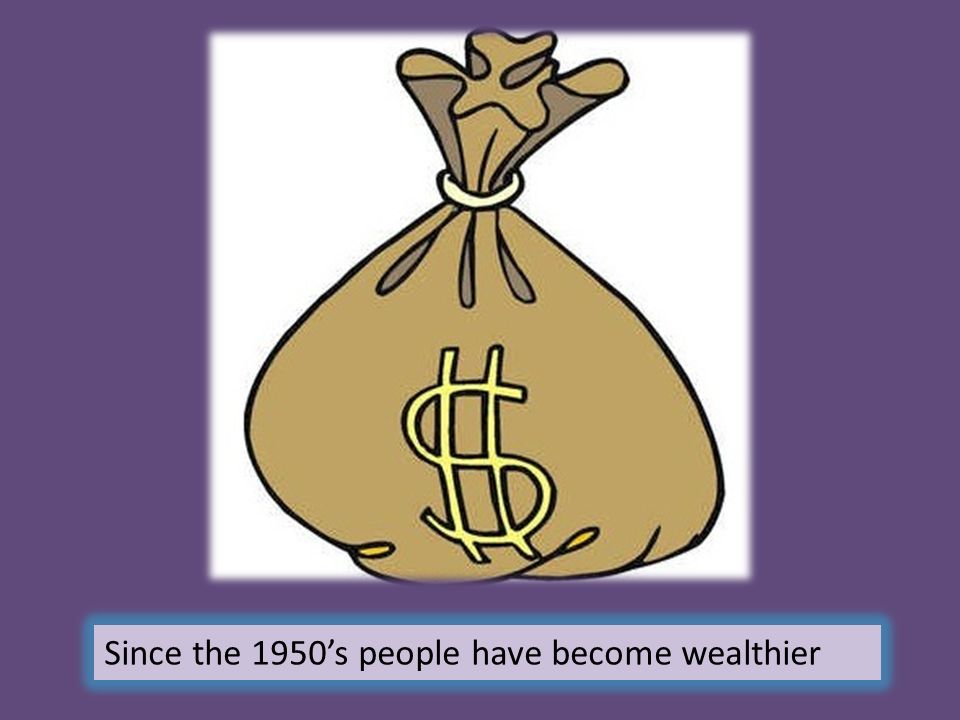 Since the 1950’s people have become wealthier