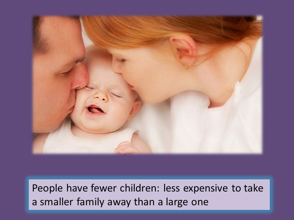 People have fewer children: less expensive to take a smaller family away than a large one
