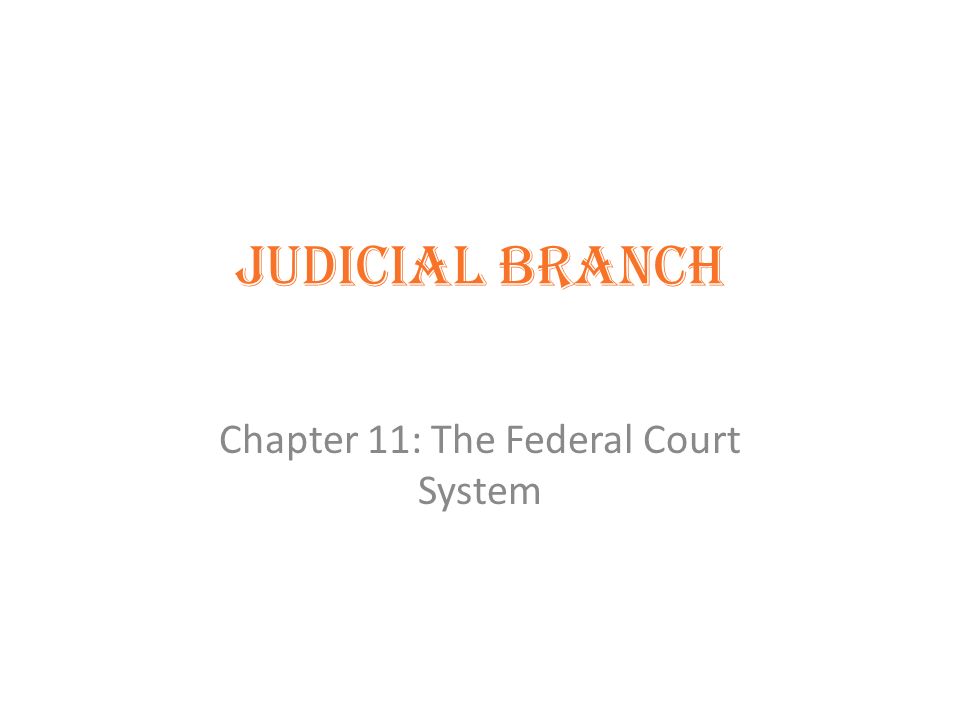 Judicial Branch Chapter 11: The Federal Court System