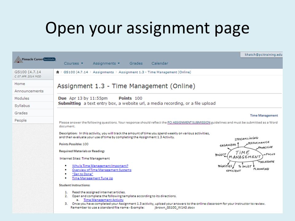 Open your assignment page