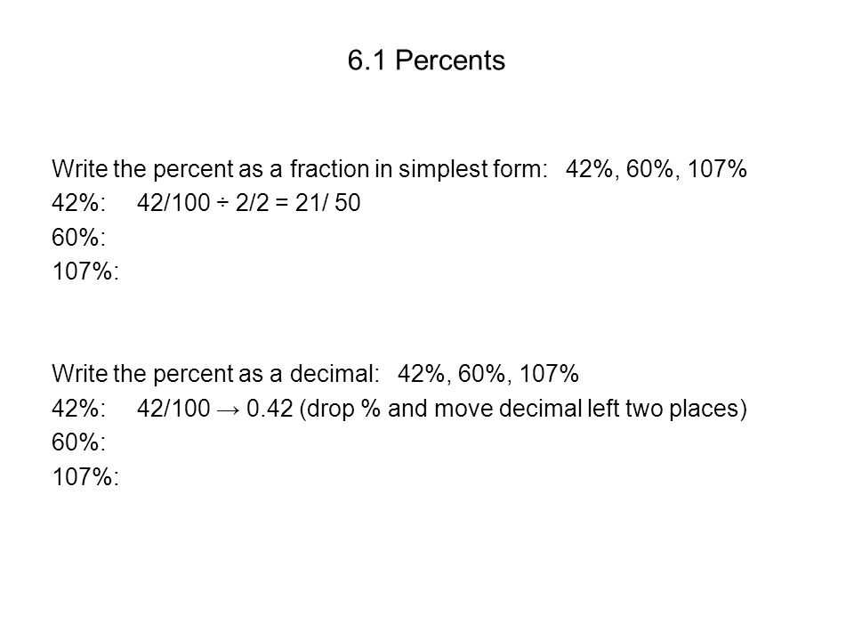 6 1 percents percent a ratio whose denominator is 100 x 100 what 18 100 in simplest form