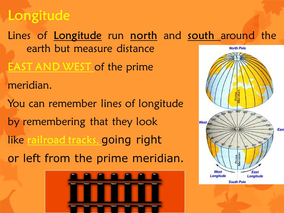 Longitude Lines of Longitude run north and south around the earth but measure distance EAST AND WEST of the prime meridian.