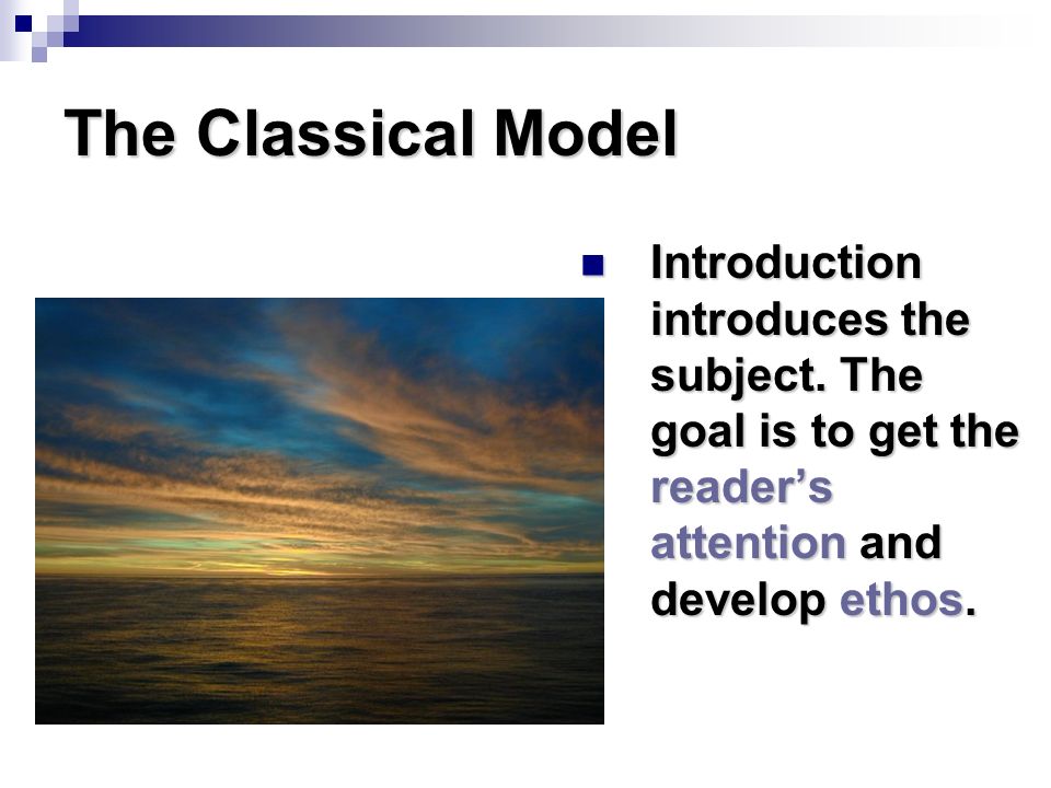 The Classical Model Introduction introduces the subject.