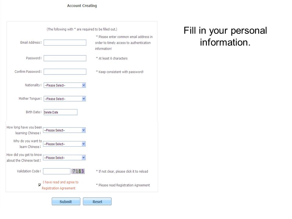 Fill in your personal information.