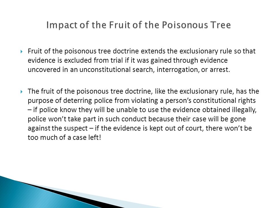 Fruit Of The Poisonous Tree Doctrine Examples