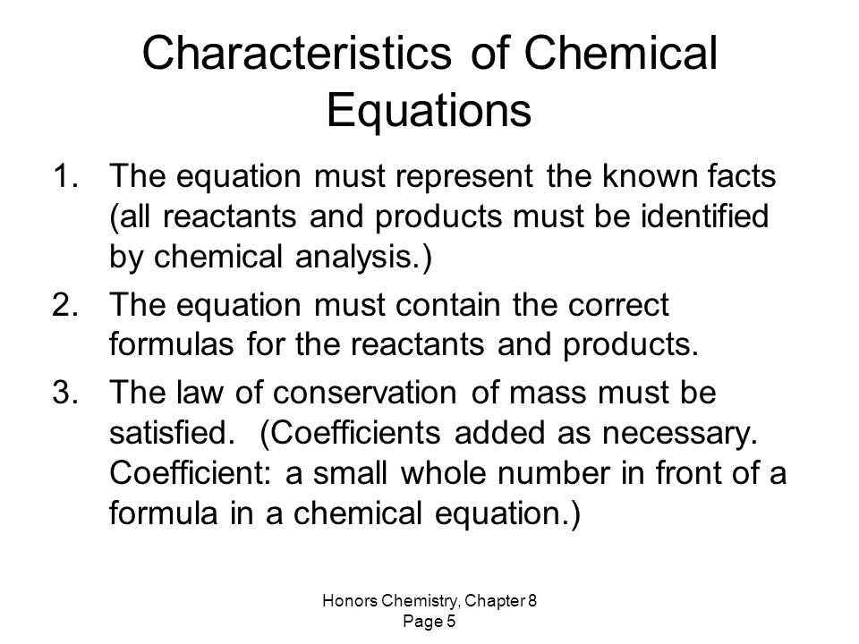 Worksheets All Chemistry Equations honors chemistry chapter 8 page 1 chemical equations 5 characteristics of the equation must