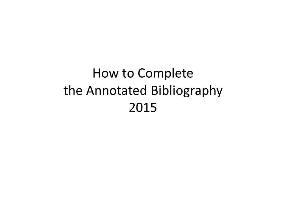 Annotated bibliography formatting