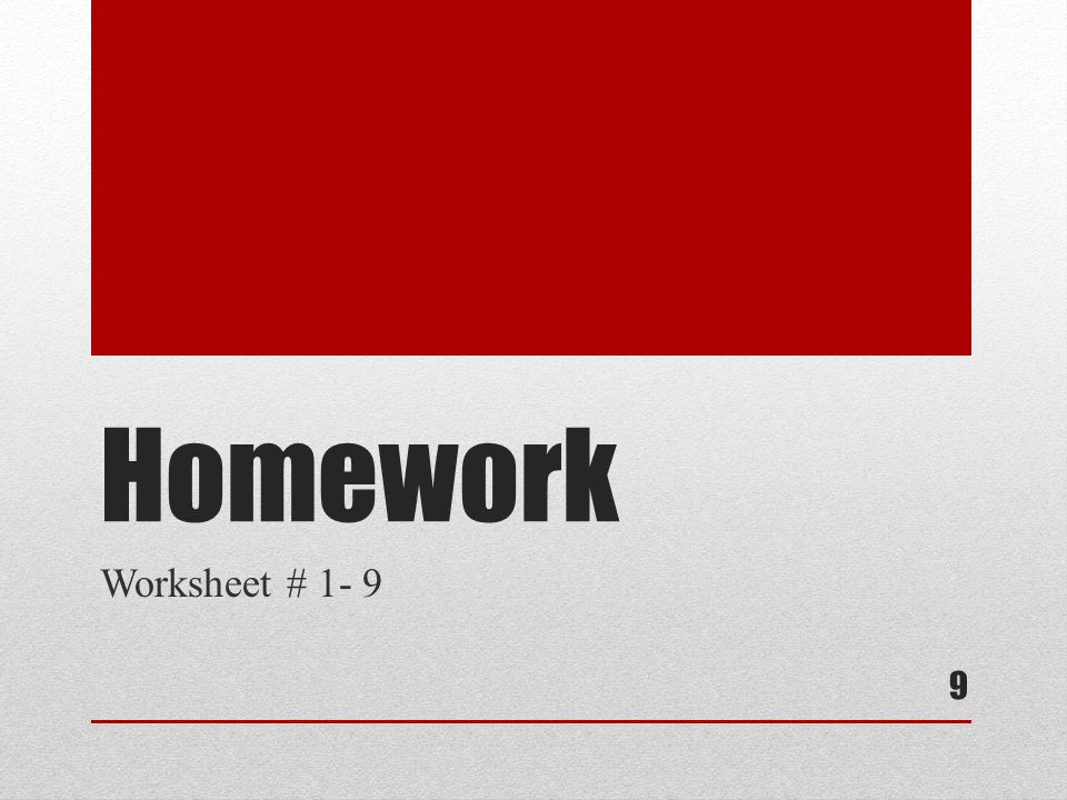Homework Worksheet #
