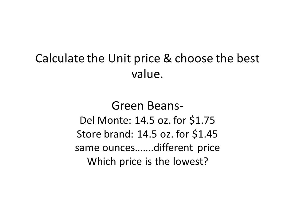 calculate unit price