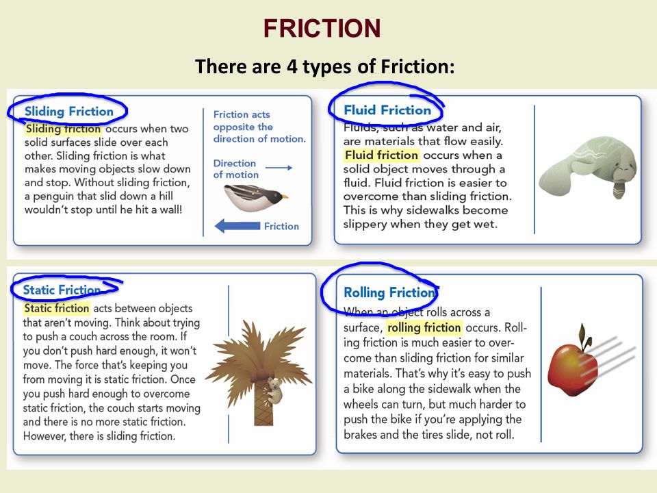 Worksheets Types Of Friction the nature of force read newtons first law above and then look there are 4 types friction friction