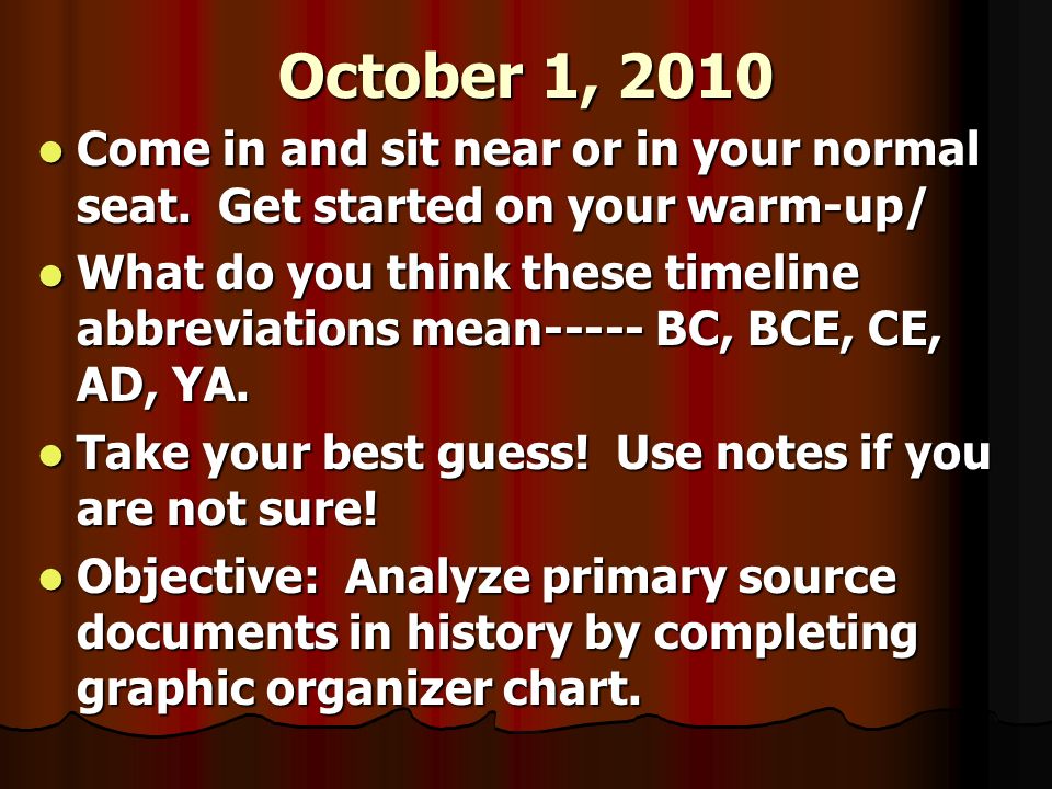 objective work together to find how history has changed the world what does objective charting mean