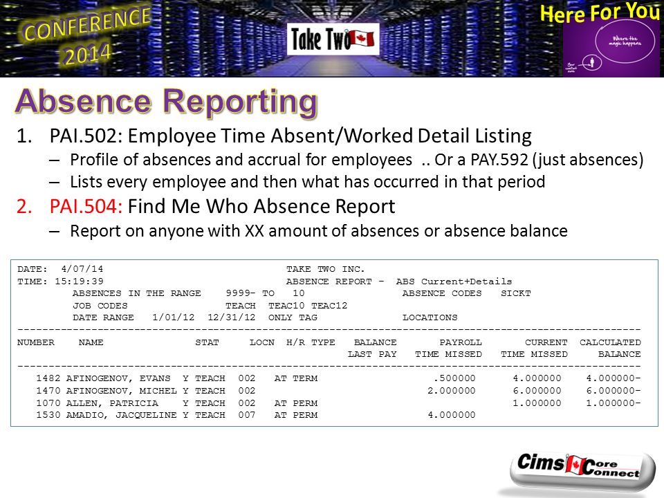 employee absence report