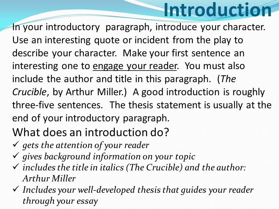 Character Analysis Essay Outline