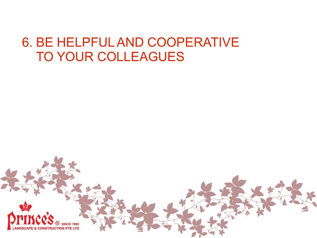 6. BE HELPFUL AND COOPERATIVE TO YOUR COLLEAGUES