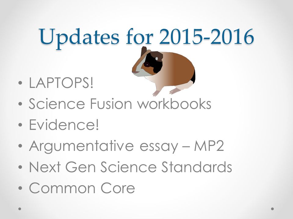 Updates for LAPTOPS. Science Fusion workbooks Evidence.