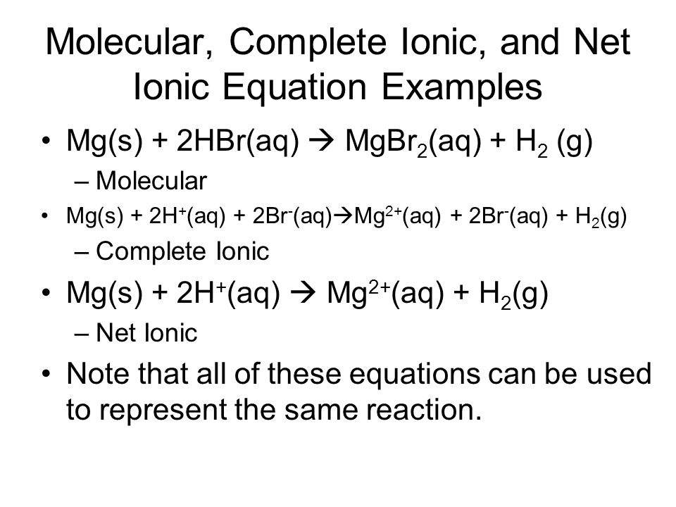 Chemistry 068 Chapter 7 Chemical Equations And Stoichiometry 22 Molecular Complete Ionic And Net Equation Examples