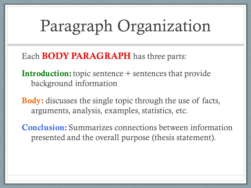 paragraph organization