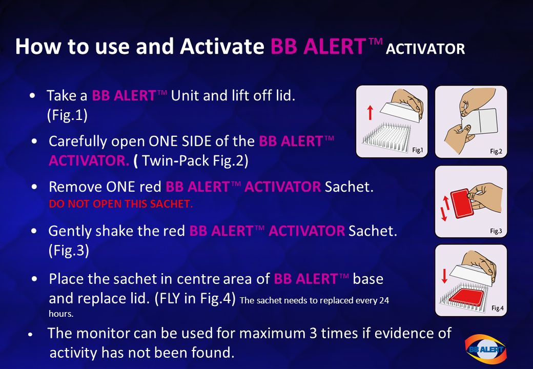 How to use and Activate BB ALERT TM ACTIVATOR Take a BB ALERT TM Unit and lift off lid.