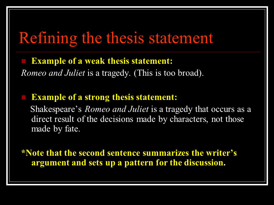 Weak vs strong thesis statements