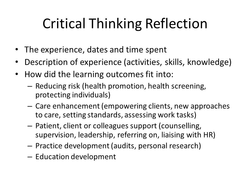 Critical thinking development plan
