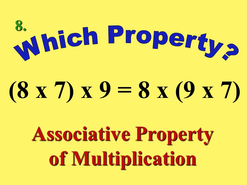15 x 1 = 15 Identity Property of Multiplication 7.