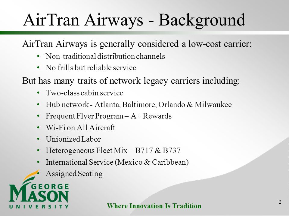 where innovation is tradition airtran airways productivity and cost airtran frequent flyer program