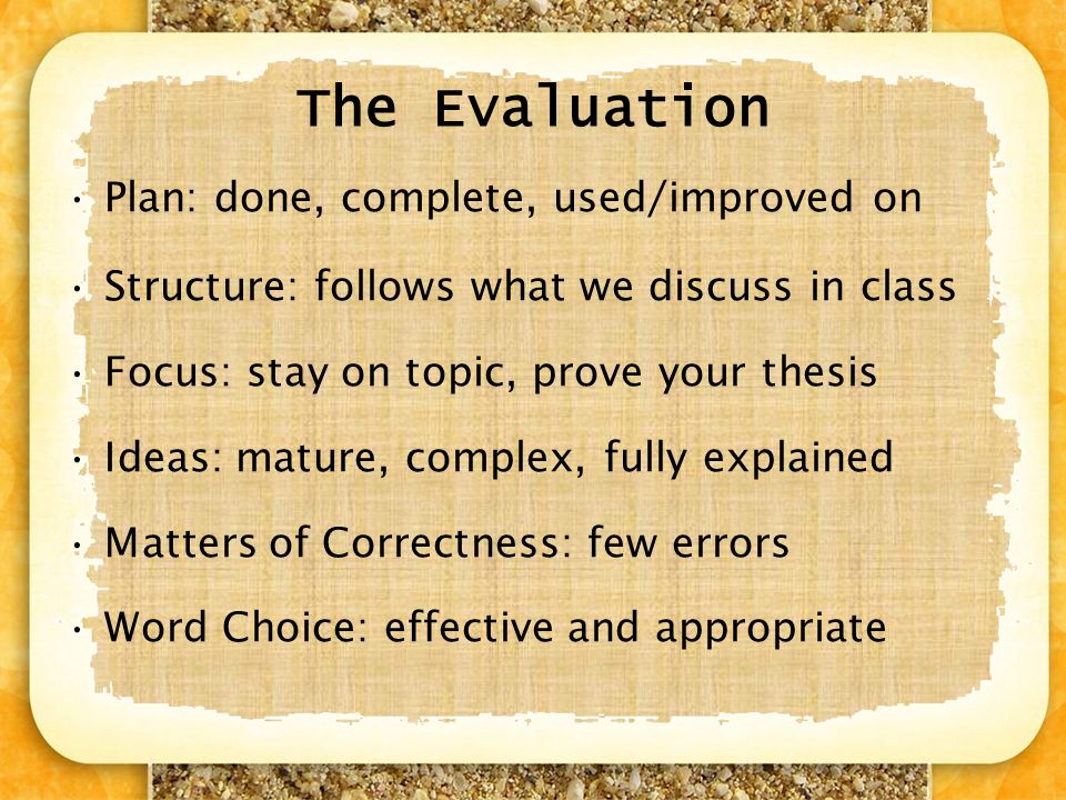 Class evaluation essay