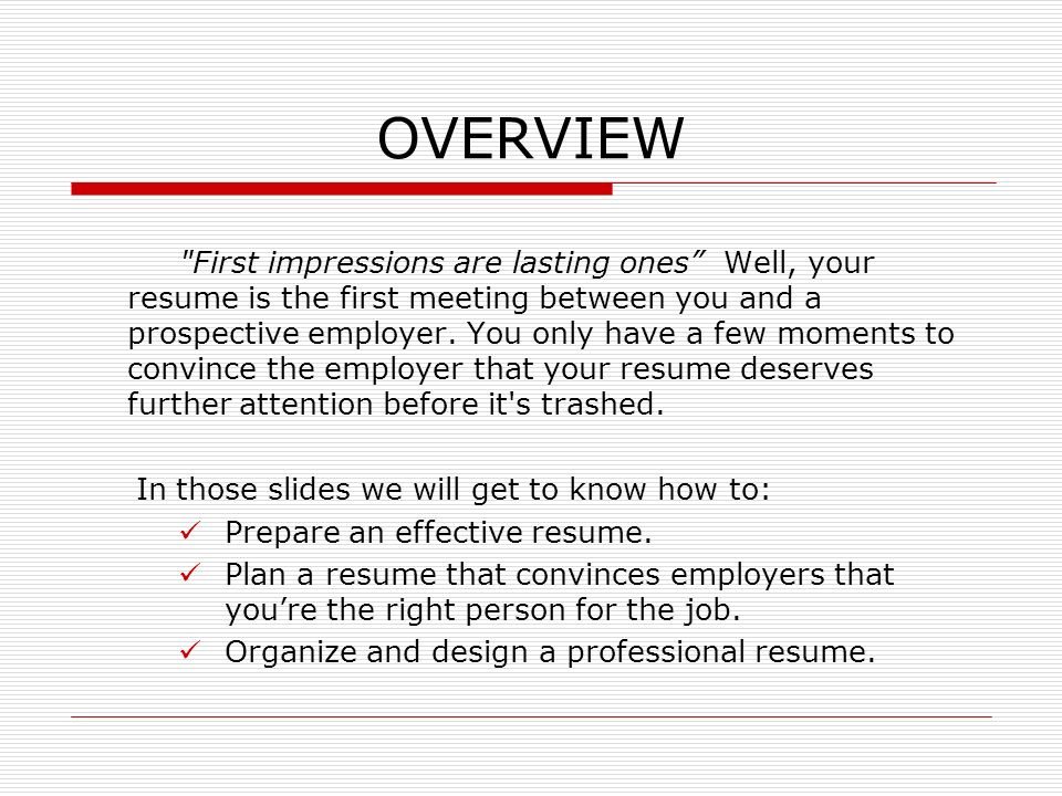 how to prepare an effective resumes