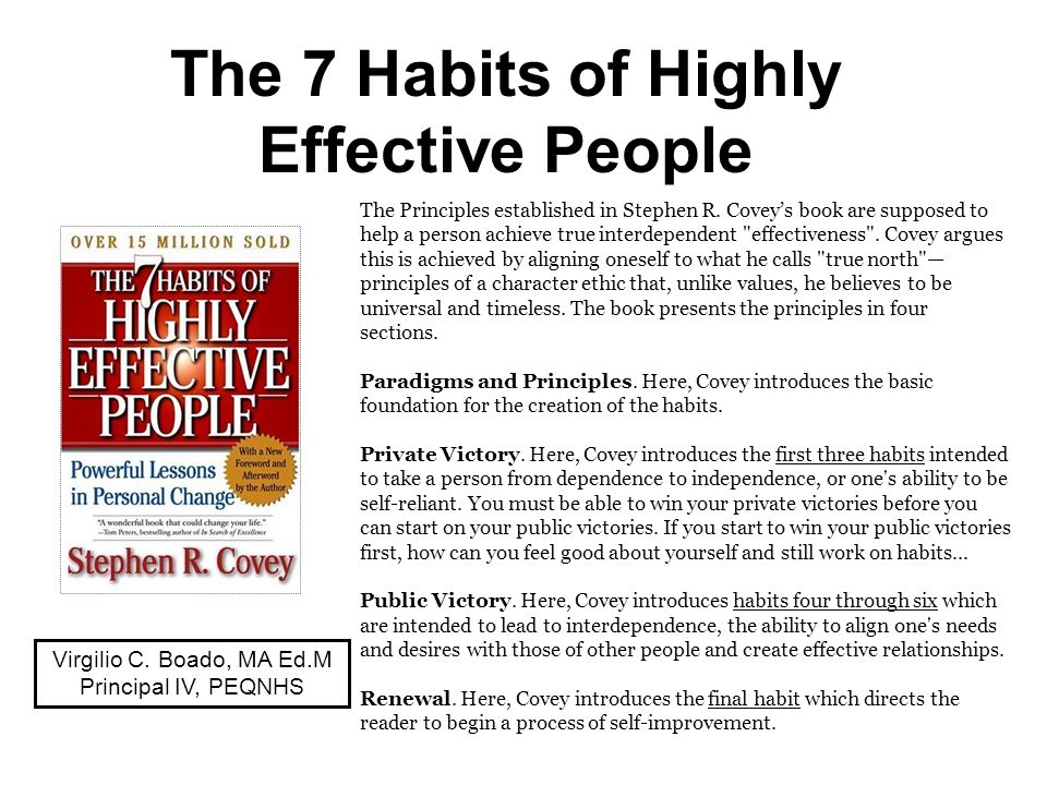 stephen covey 7 habits of highly effective people essay In stephen covey s book, the 7 habits of highly effective people, he seeks to implore the reader to change how they lead their lives in this book dr. stephen covey 7 habits of highly effective people essay In stephen covey s book, the 7 habits of highly effective people, he seeks to implore the reader to change how they lead their lives in this book dr.