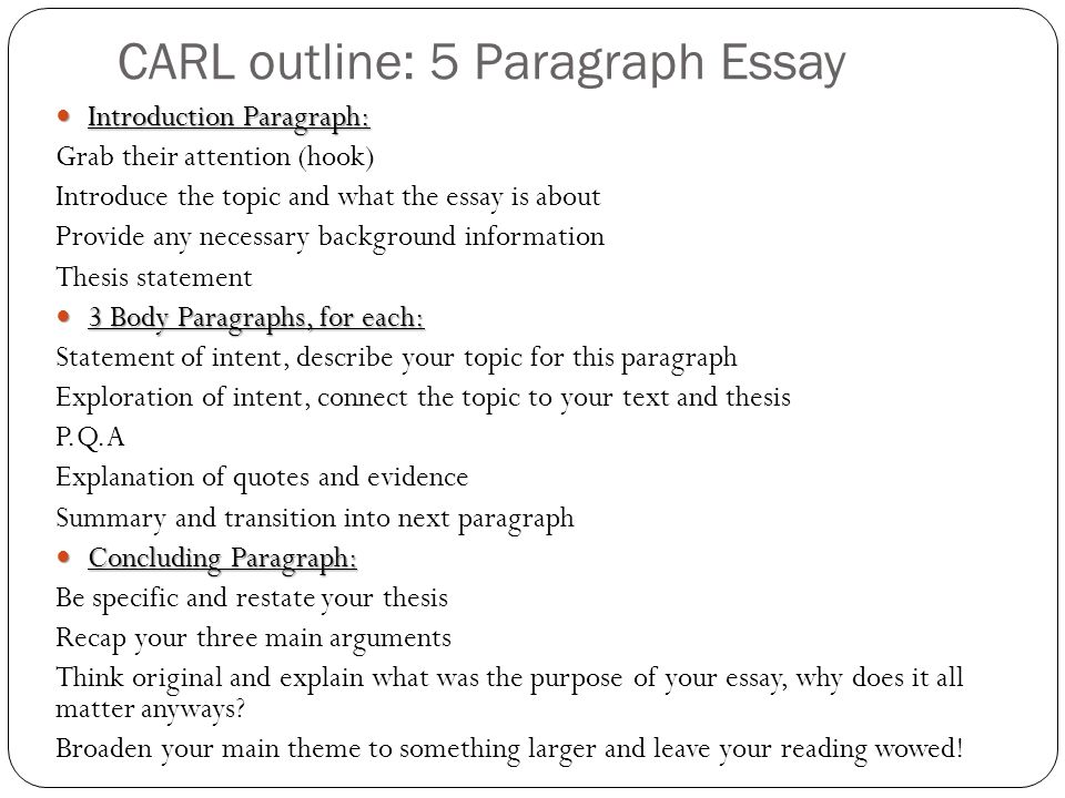 Outline For Five Paragraph Essay