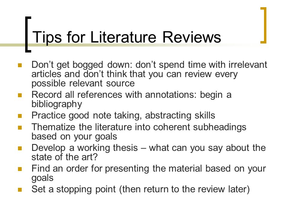 writing a literature review for a research paper