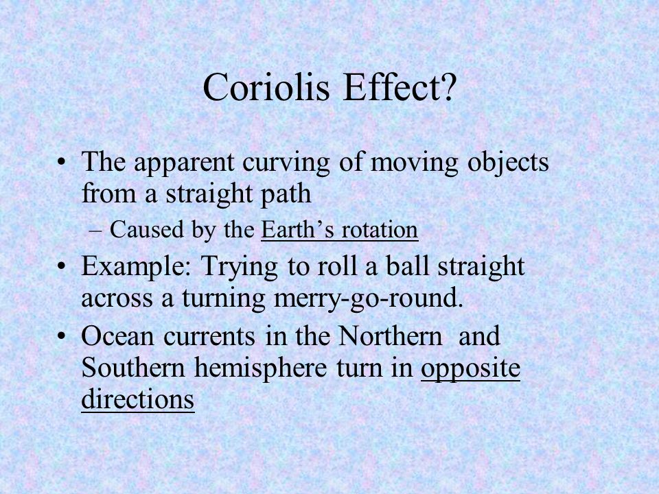 Coriolis Effect.