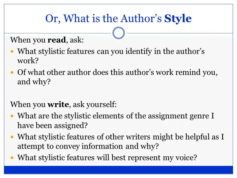 Different stylistic features of writing
