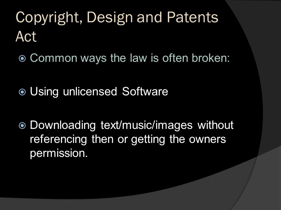 copyright and patent laws should be changed to fit computer software The uk copyright laws fact sheet outlines the the uk copyright law fact sheet outlines the copyright, designs and patents the copyright (computer. copyright and patent laws should be changed to fit computer software The uk copyright laws fact sheet outlines the the uk copyright law fact sheet outlines the copyright, designs and patents the copyright (computer.