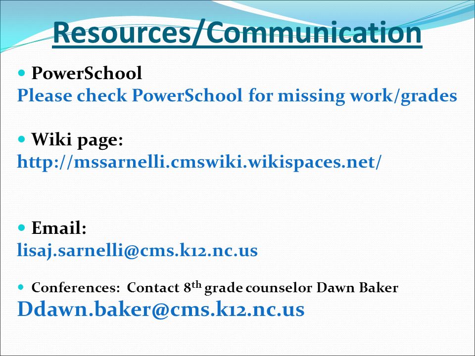 CMS Homework Cherokee Community School District