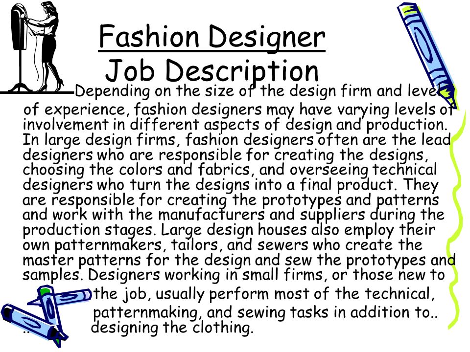 job description for fashion designer